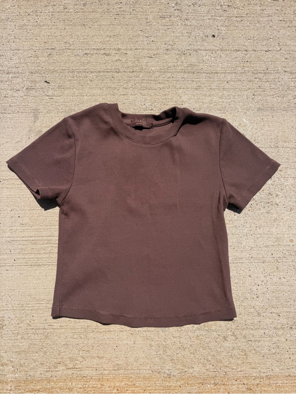 Women’s Ribbed Crewneck Baby Tee - Brown